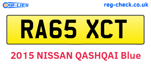 RA65XCT are the vehicle registration plates.