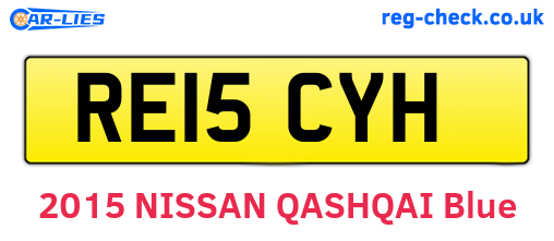 RE15CYH are the vehicle registration plates.