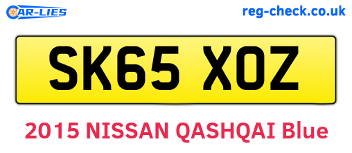SK65XOZ are the vehicle registration plates.
