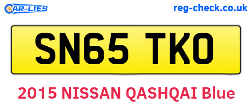 SN65TKO are the vehicle registration plates.
