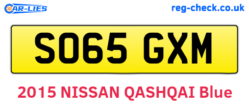 SO65GXM are the vehicle registration plates.