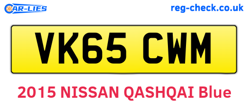 VK65CWM are the vehicle registration plates.