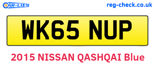 WK65NUP are the vehicle registration plates.