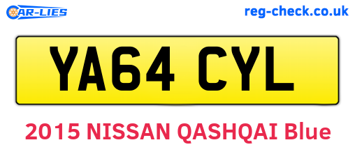 YA64CYL are the vehicle registration plates.