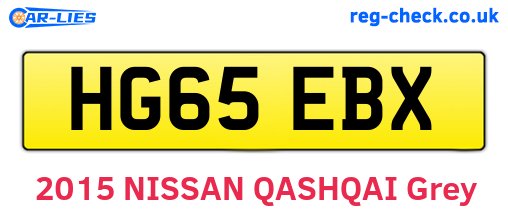 HG65EBX are the vehicle registration plates.