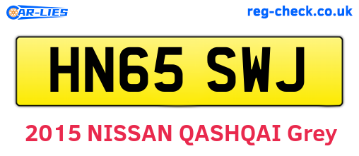 HN65SWJ are the vehicle registration plates.