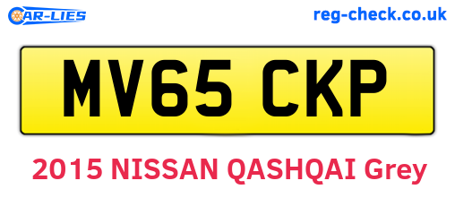 MV65CKP are the vehicle registration plates.