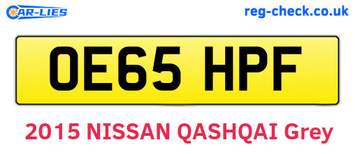 OE65HPF are the vehicle registration plates.