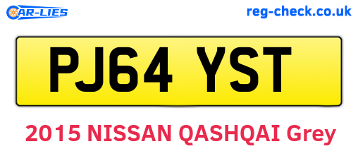 PJ64YST are the vehicle registration plates.