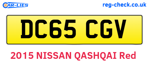 DC65CGV are the vehicle registration plates.