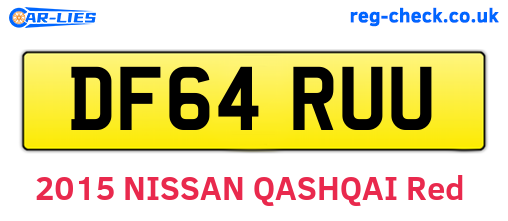 DF64RUU are the vehicle registration plates.