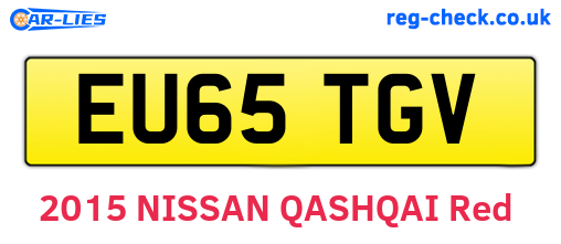 EU65TGV are the vehicle registration plates.