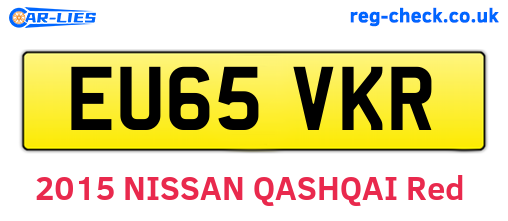 EU65VKR are the vehicle registration plates.
