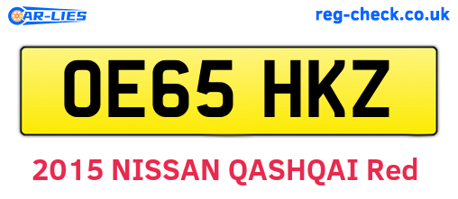 OE65HKZ are the vehicle registration plates.