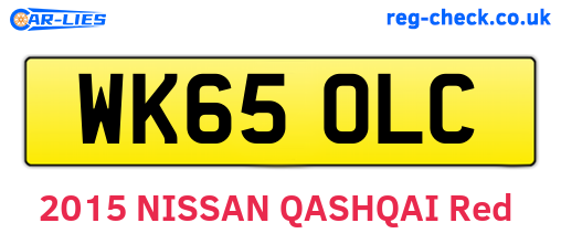 WK65OLC are the vehicle registration plates.