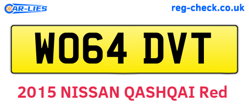 WO64DVT are the vehicle registration plates.
