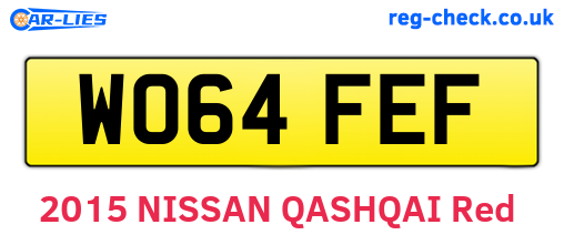 WO64FEF are the vehicle registration plates.