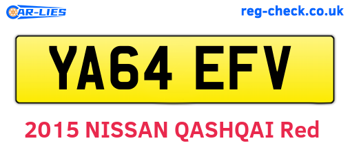 YA64EFV are the vehicle registration plates.