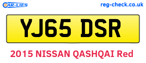 YJ65DSR are the vehicle registration plates.