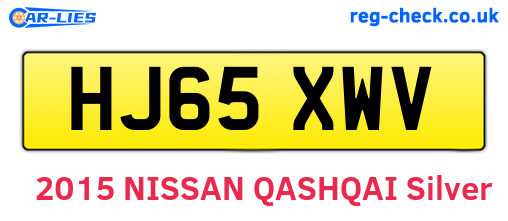 HJ65XWV are the vehicle registration plates.