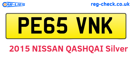 PE65VNK are the vehicle registration plates.