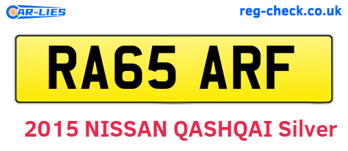 RA65ARF are the vehicle registration plates.