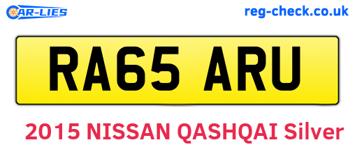 RA65ARU are the vehicle registration plates.