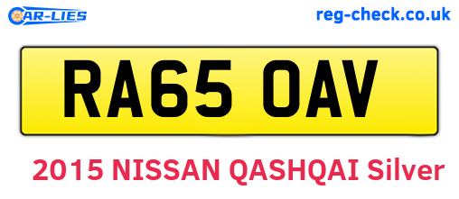 RA65OAV are the vehicle registration plates.