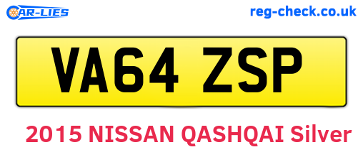 VA64ZSP are the vehicle registration plates.