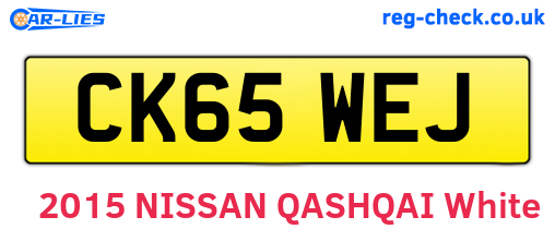 CK65WEJ are the vehicle registration plates.