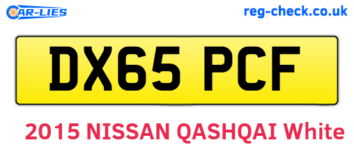 DX65PCF are the vehicle registration plates.