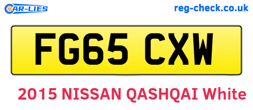 FG65CXW are the vehicle registration plates.
