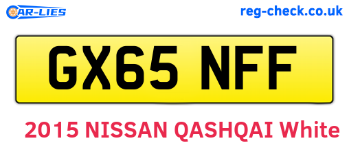 GX65NFF are the vehicle registration plates.