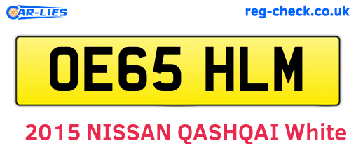 OE65HLM are the vehicle registration plates.