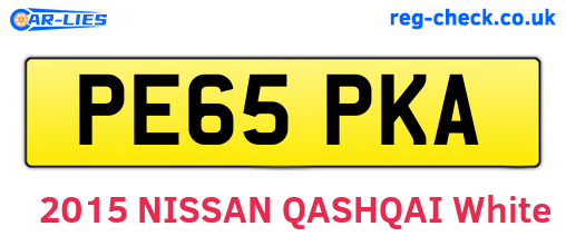 PE65PKA are the vehicle registration plates.