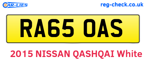 RA65OAS are the vehicle registration plates.