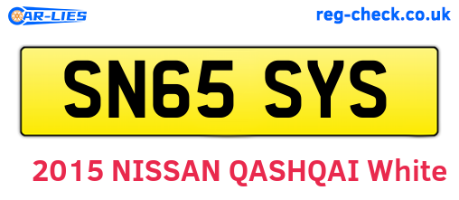 SN65SYS are the vehicle registration plates.