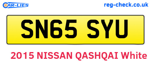 SN65SYU are the vehicle registration plates.