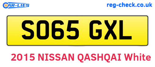 SO65GXL are the vehicle registration plates.