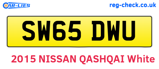 SW65DWU are the vehicle registration plates.