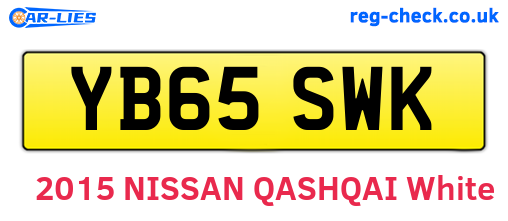 YB65SWK are the vehicle registration plates.