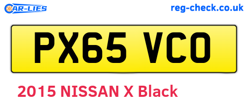 PX65VCO are the vehicle registration plates.