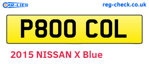 P800COL are the vehicle registration plates.