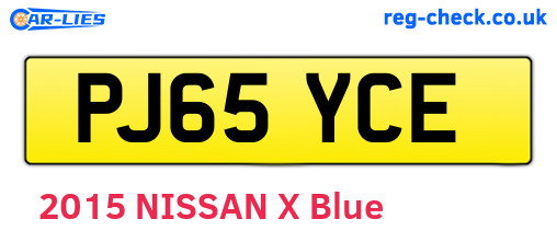 PJ65YCE are the vehicle registration plates.