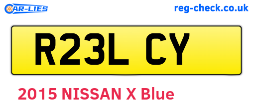 R23LCY are the vehicle registration plates.