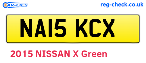 NA15KCX are the vehicle registration plates.