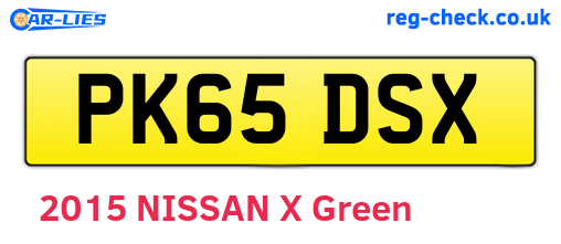 PK65DSX are the vehicle registration plates.
