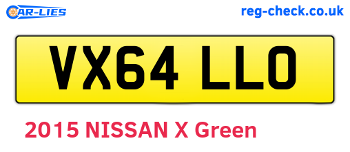 VX64LLO are the vehicle registration plates.