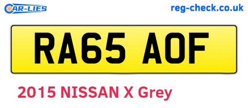 RA65AOF are the vehicle registration plates.