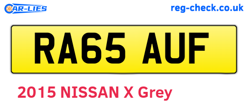RA65AUF are the vehicle registration plates.
